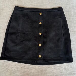 Elegant Black Button-Front Mini Skirt